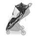 UPPAbaby® Minu V3 Rain Shield attached to stroller providing wind and rain protection with ventilated sides and front access opening for child comfort and easy access