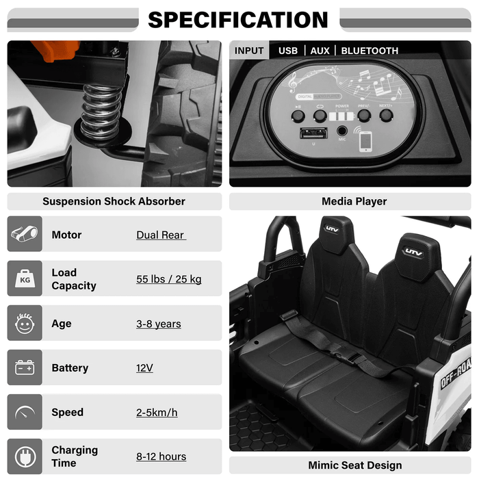 Voltz Toys - 12V 2WD UTV Buggy 1 Seater Ride-On Car