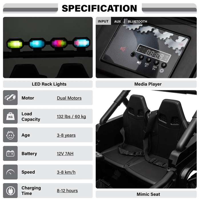 Voltz Toys - HAVOC 2 Seater Jeep 12V Kids Ride On Car