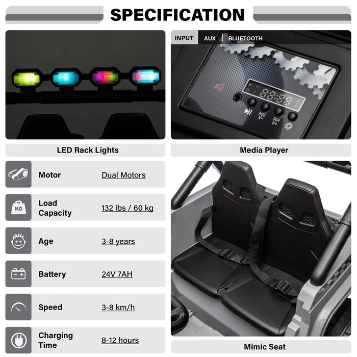 Voltz Toys - HAVOC 2 Seater Jeep 24V Kids Ride On Car