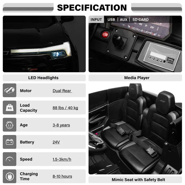 Voltz Toys® - Voltz Toys® Chevrolet Blazer 24V 2-Seater Ride-On Car for Kids with Remote Control, Open Doors, LED Lights, and Music