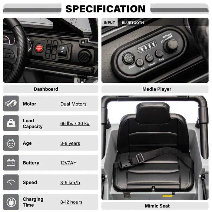 Voltz Toys - Voltz Toys 12V Kids Ride-On Jeep with Angry Lights & Remote Control