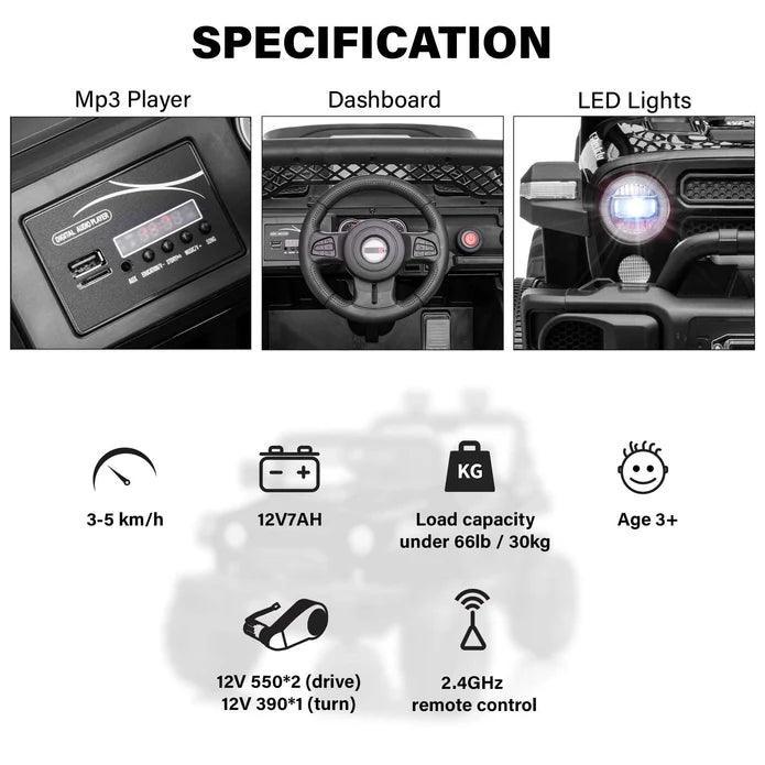 Voltz Toys - Voltz Toys 12V Kids Ride-On Jeep with Remote, Lights & Opening Doors