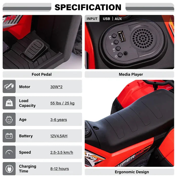 Voltz Toys - Voltz Toys 12V Kids Ride-On Quad