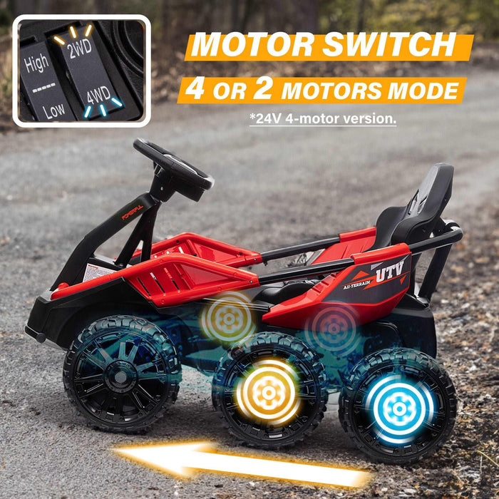 Voltz Toys - Voltz Toys 6 Wheel UTV 24V Ride on Car with Remote Control, 4WD, EVA Tires