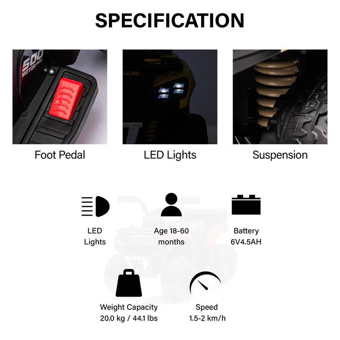 Voltz Toys - Voltz Toys Explorer Quad UTV 6V Ride-On Car for Toddlers with Lights & Sounds
