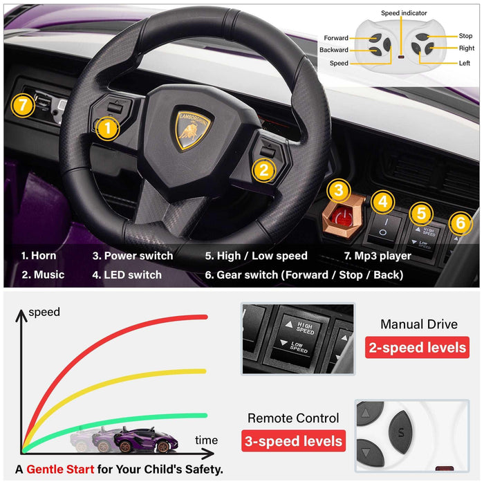 Voltz Toys - Voltz Toys Lamborghini SIAN FKP 37 12V Ride on Car with Scissor Doors