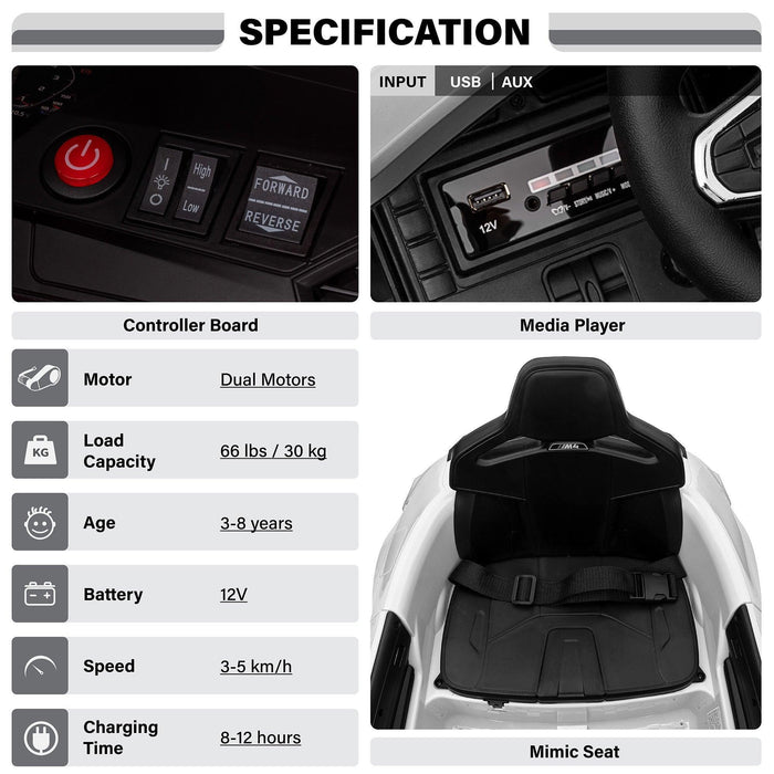 Voltz Toys - Voltz Toys Licensed BMW M4 12V Kids Ride-On Car with Remote & LED Lights
