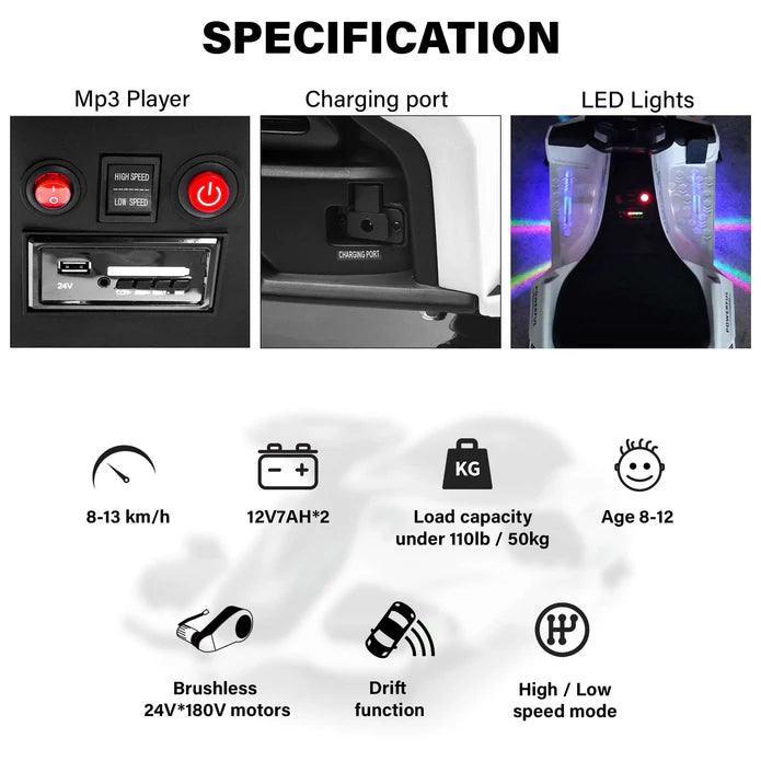 Voltz Toys - Voltz Toys ThunderDrift 24V High-Speed Brushless GoKart for Kids