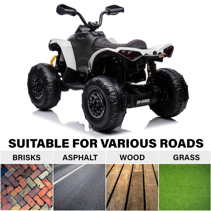 Voltz Toys - Voltz Toys White Can-Am RENEGADE 12V ATV 4WD Off-Road Ride On Car Toy