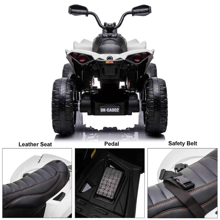 Voltz Toys - Voltz Toys White Can-Am RENEGADE 12V ATV 4WD Off-Road Ride On Car Toy