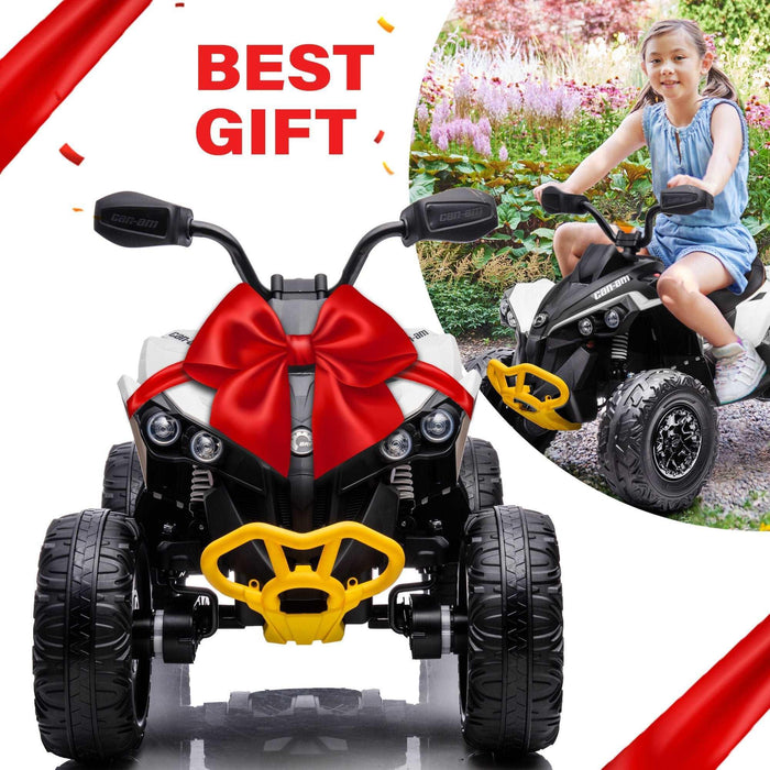 Voltz Toys - Voltz Toys White Can-Am RENEGADE 12V ATV 4WD Off-Road Ride On Car Toy
