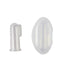 Wellbeing Island Silicone Finger Brush Stage 1 shown next to its clear storage case on a white background.