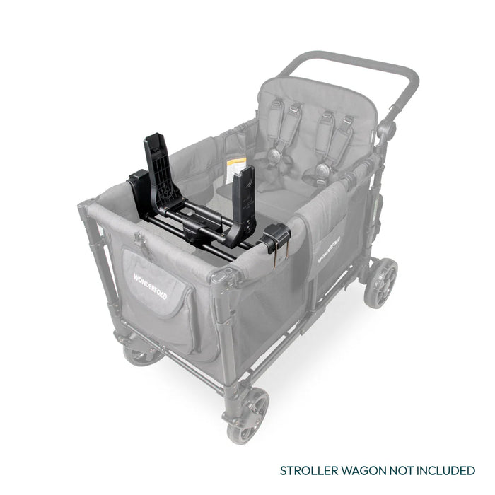 Wonderfold 360 L4 car seat adapter installed inside a stroller wagon frame.