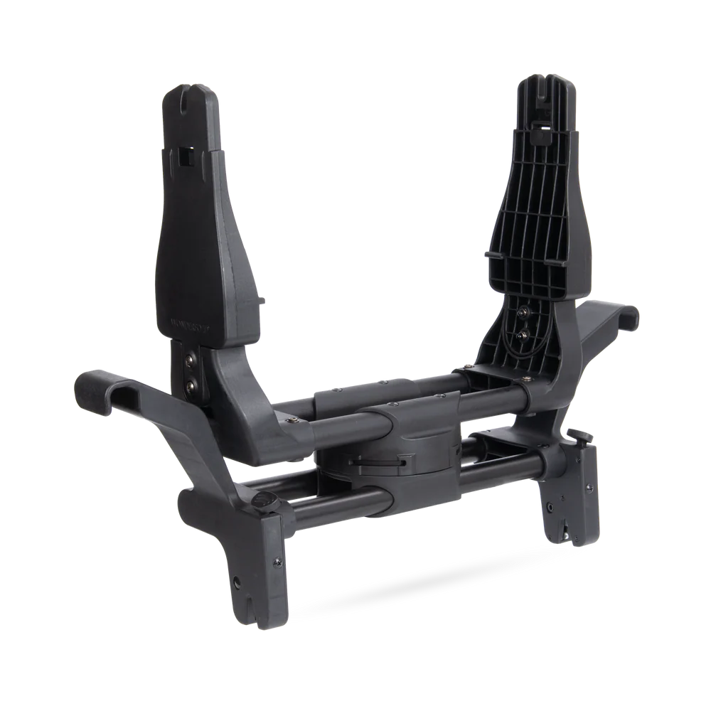 WonderFold car seat adapter in black, shown standing upright on a white background.