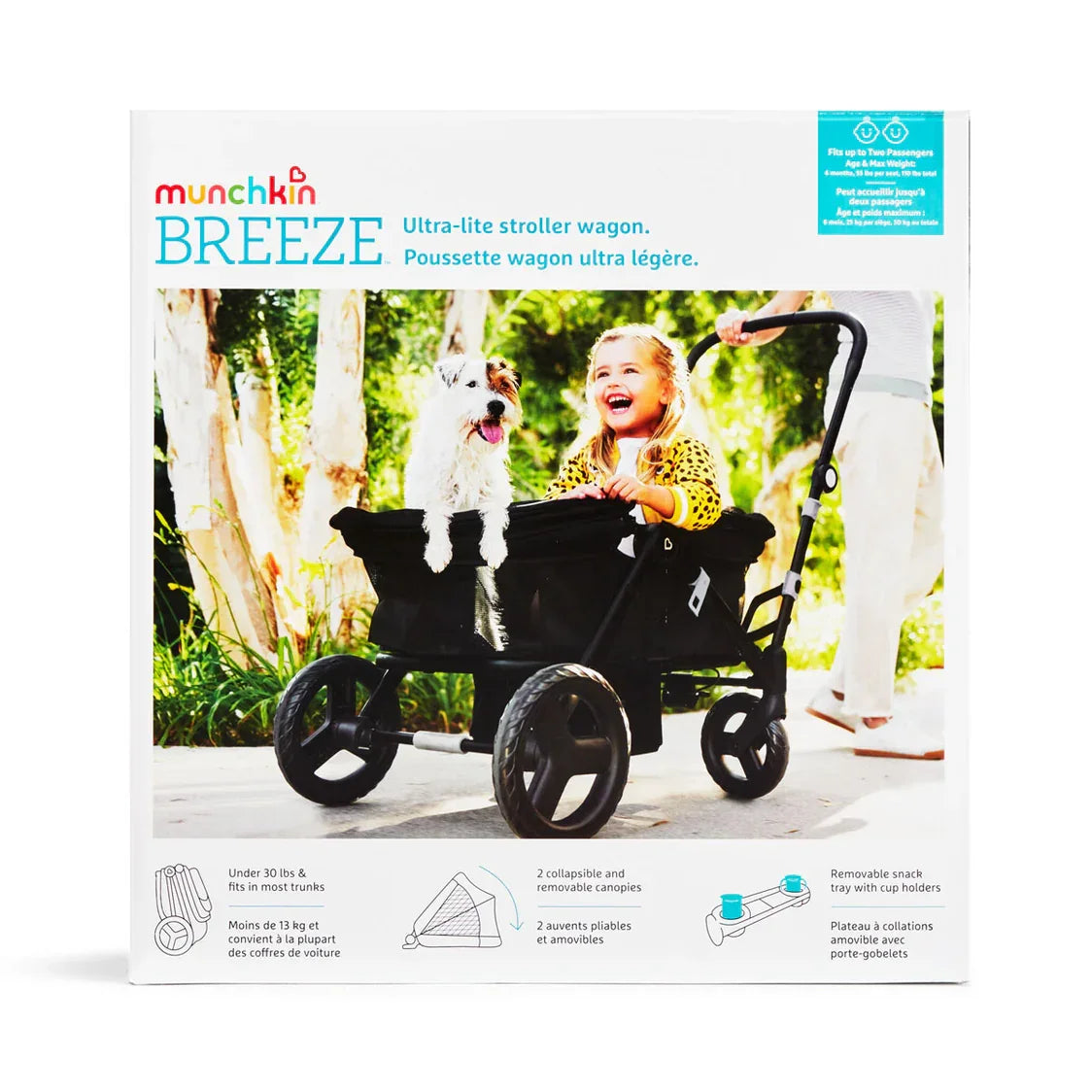 Wonderfold - Munchkin Breeze Ultra-Lite Stroller Wagon – Lightweight, Foldable & All-Terrain