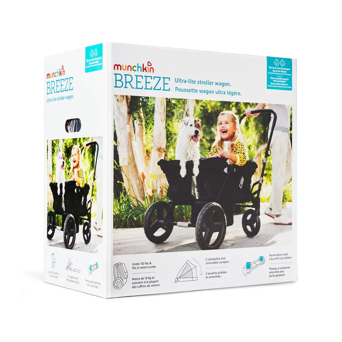 Wonderfold - Munchkin Breeze Ultra-Lite Stroller Wagon – Lightweight, Foldable & All-Terrain