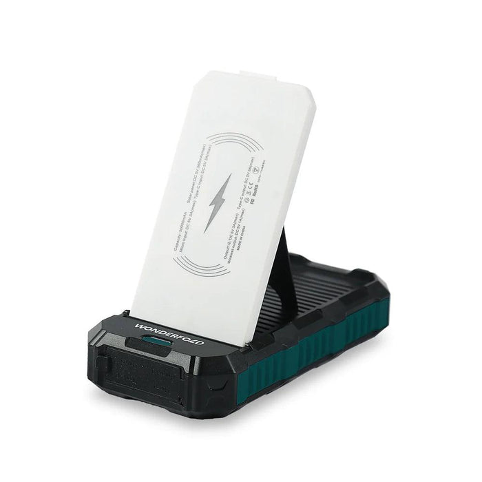 Wonderfold - Wonderfold Solar Wireless Charger Power Bank with LED Lights and Phone Holder