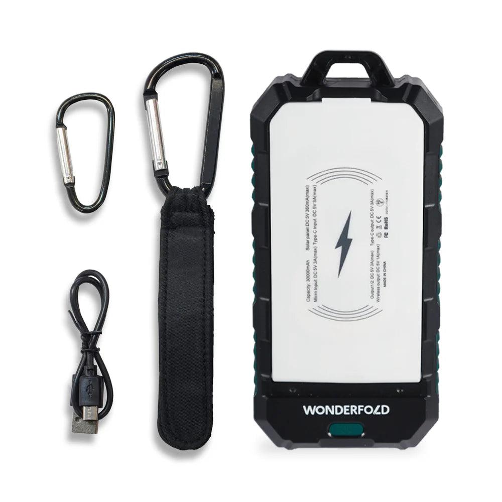 Wonderfold - Wonderfold Solar Wireless Charger Power Bank with LED Lights and Phone Holder