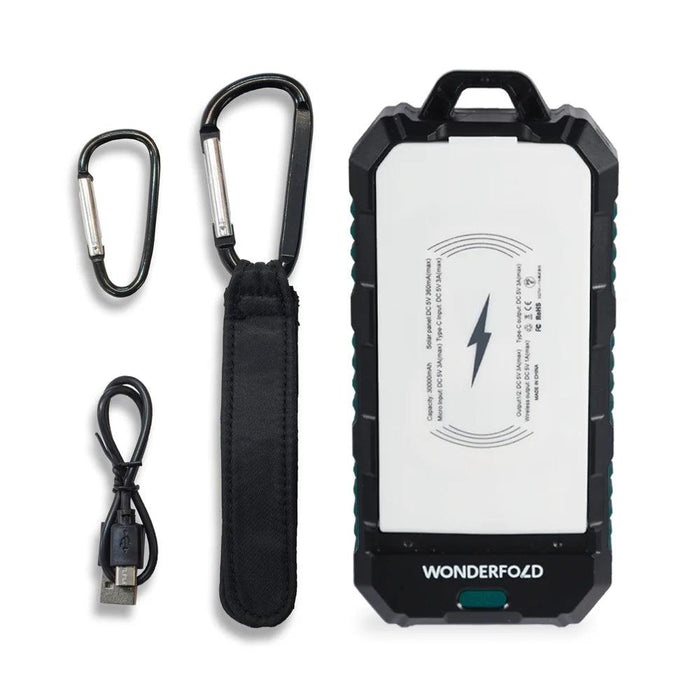 Wonderfold - Wonderfold Solar Wireless Charger Power Bank with LED Lights and Phone Holder