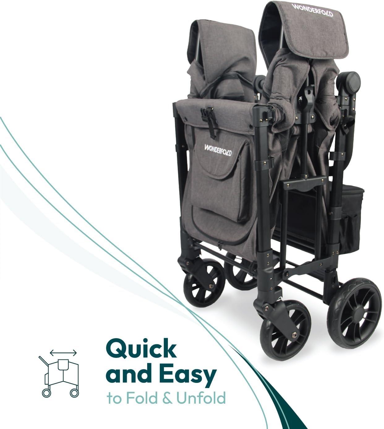 Wonderfold - Wonderfold W2 ELITE Push Double Stroller Wagon