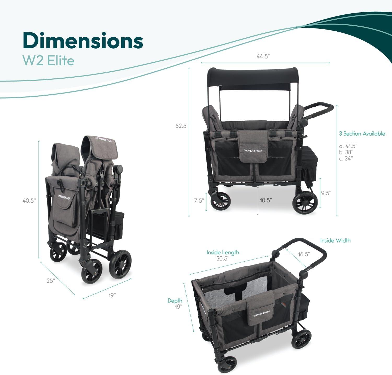 Wonderfold - Wonderfold W2 ELITE Push Double Stroller Wagon