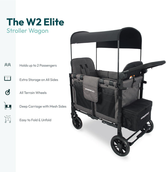 Wonderfold W2 Elite Double Stroller Wagon (Volcanic Black)