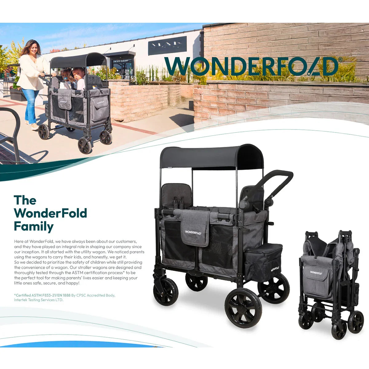 Wonderfold - Wonderfold - W2 PRO Elite - Push Double Stroller Wagon