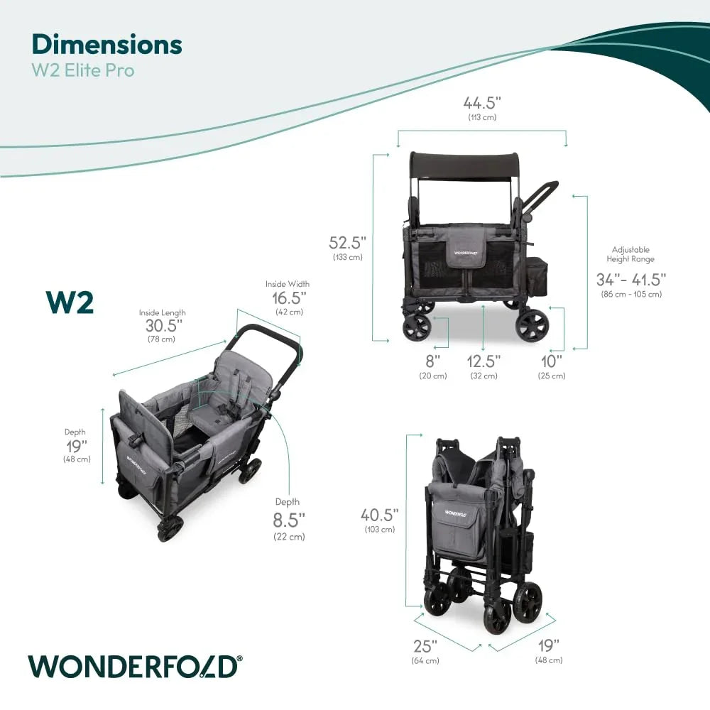 Wonderfold - Wonderfold - W2 PRO Elite - Push Double Stroller Wagon