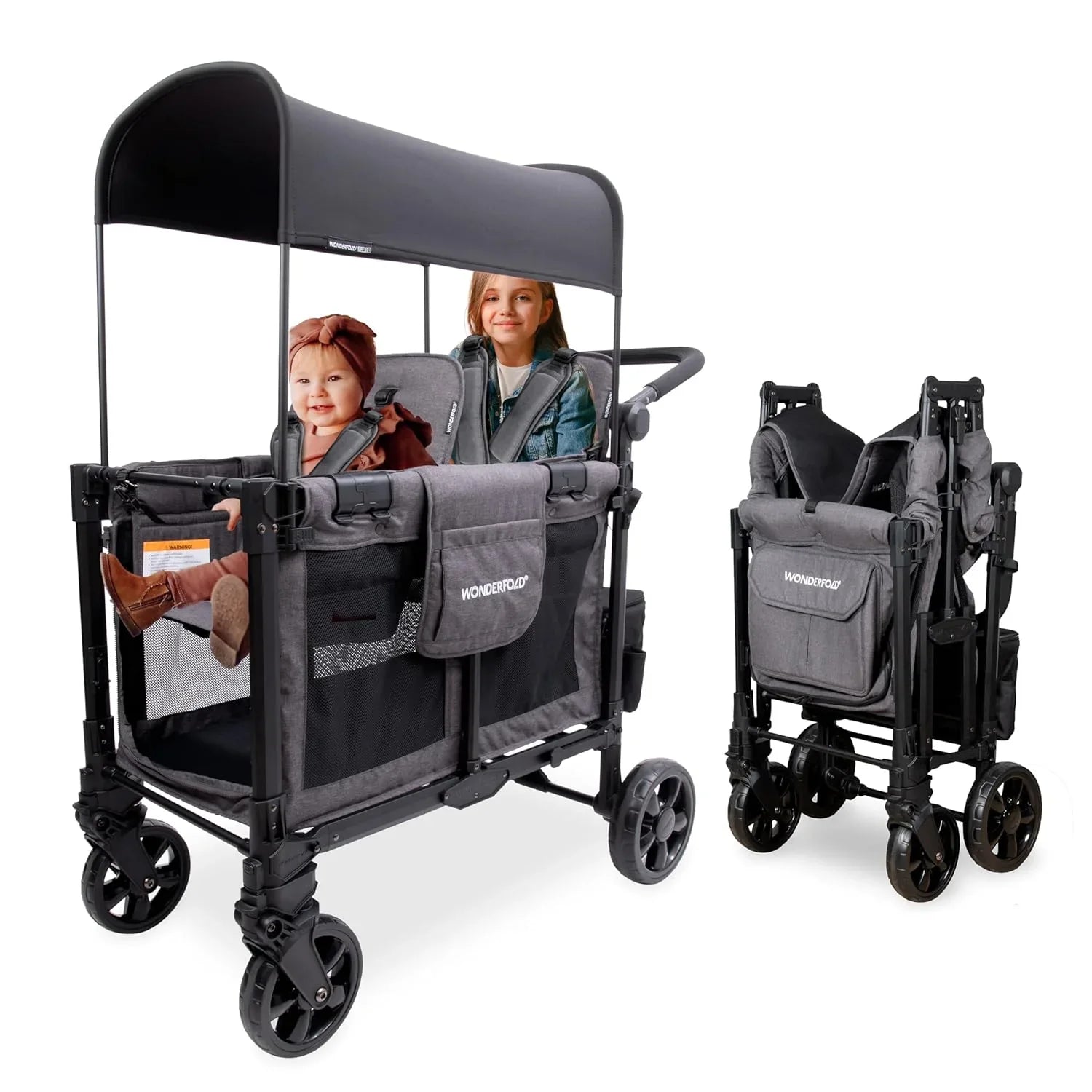 Wonderfold - Wonderfold W4 ELITE Push Quad Stroller Wagon