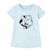 Zaby Girls cat printed shirt light blue t-shirt with two cat graphic on the front, shown flat