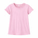 Zaby girls pink ribbed shirt with ruffled edges and white heart design, displayed on white background.