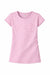 Zaby Pocket Crew Neck Girls Shirt in light pink with short sleeves and chest pocket on a white background.