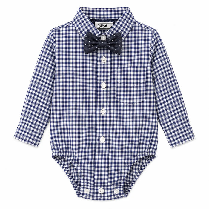 Zighi® Baby Boys 4-Piece Cable Knit Sweater Vest Set with Blue Gingham Shirt – Sizes 3M-12M