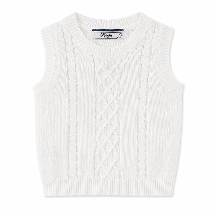 Zighi® Baby Boys 4-Piece Cable Knit Sweater Vest Set with Blue Gingham Shirt – Sizes 3M-12M