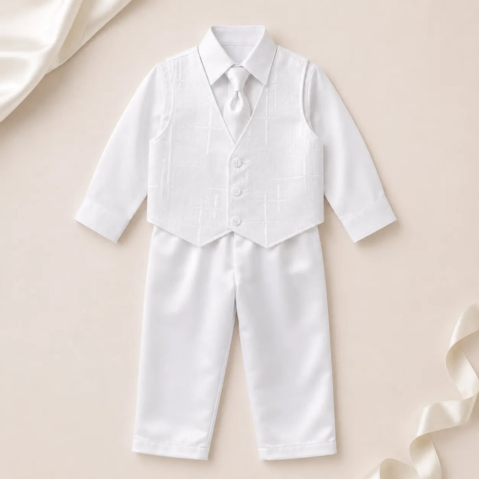 Costume de baptême Zighi® Boy modèle Z288 – Tenue de cérémonie 4 pièces en satin | Tailles 3M-12M