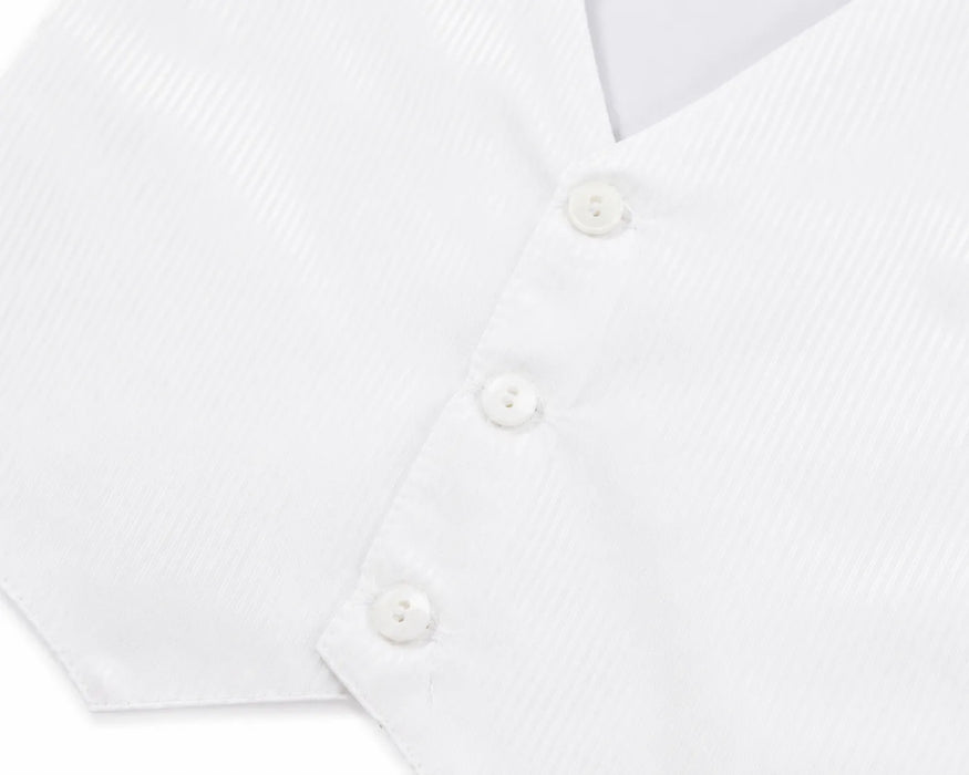 Zighi® Baby Boys Christening Outfit Set with Textured Vest & Bow Tie – White Sizes 3M–18M- Style Z345