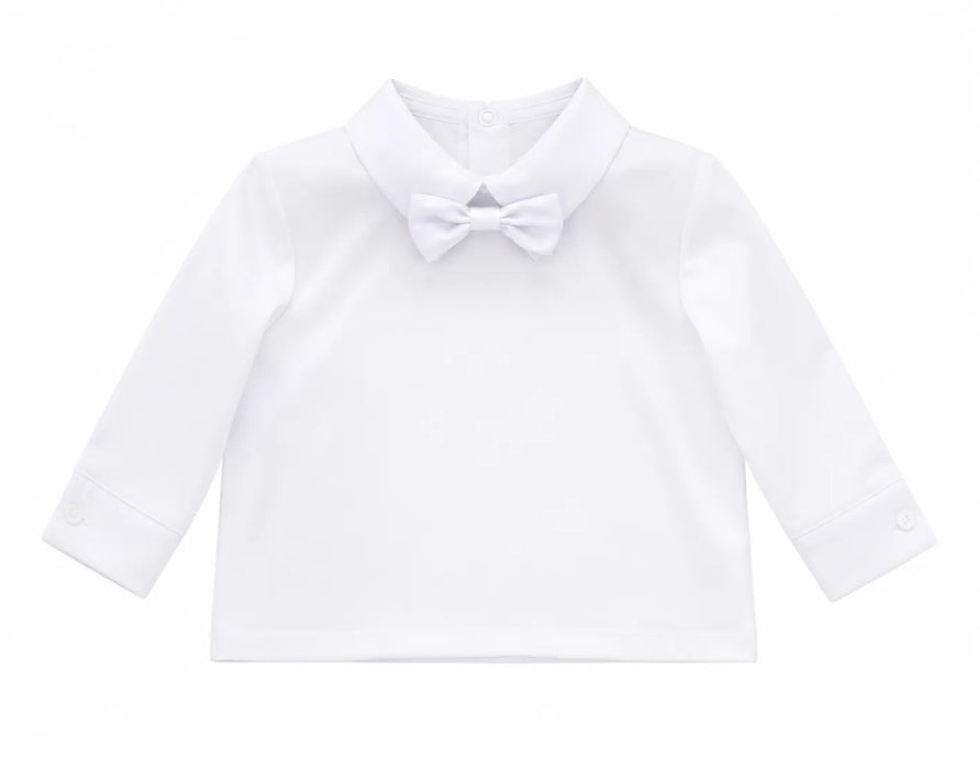 Zighi® Baby Boys Christening Outfit Set with Textured Vest & Bow Tie – White Sizes 3M–18M- Style Z345