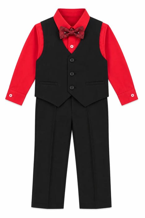 Zighi® 4 Piece Black Suit Set with Red Shirt