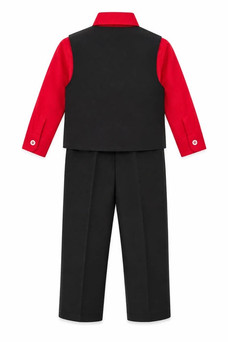 Zighi® 4 Piece Black Suit Set with Red Shirt