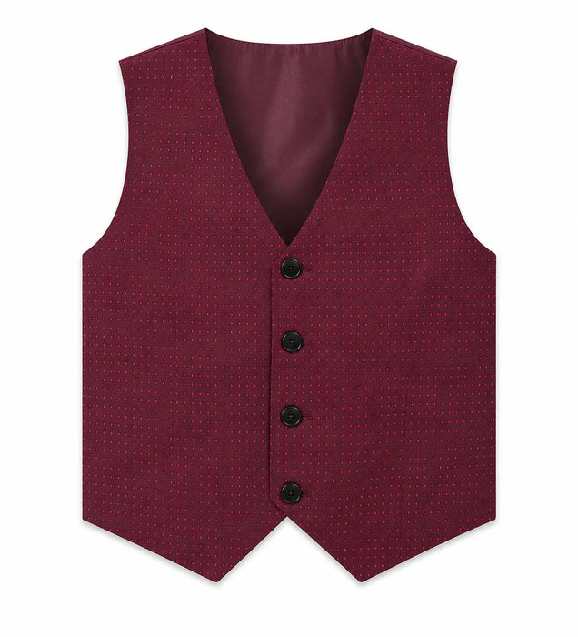 Ensemble gilet Zighi® imprimé bordeaux avec chemise habillée blanche – Tailles 4-6X