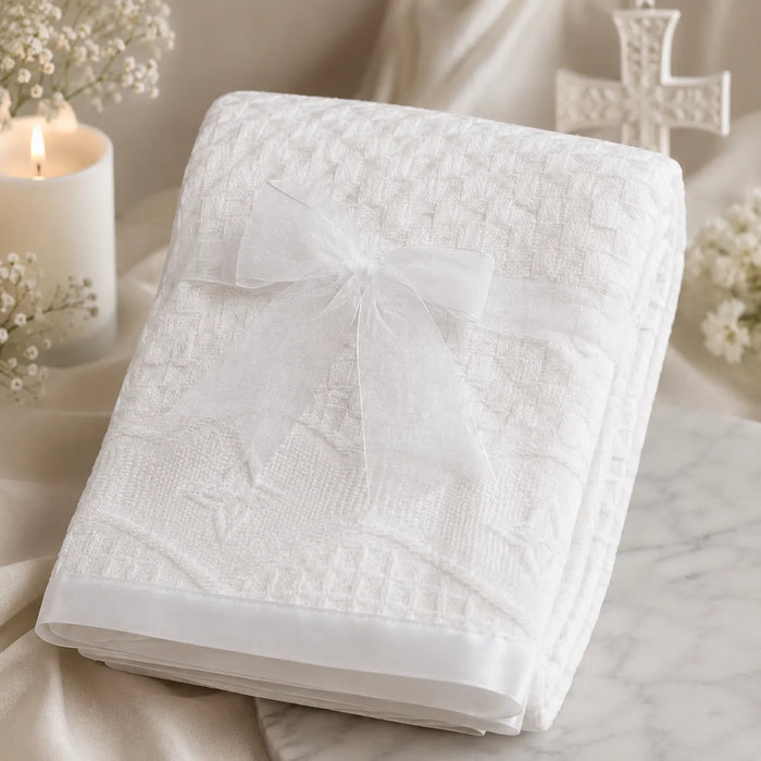 Zighi® White Christening Blanket – Elegant Keepsake Baby Blanket