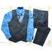 Zighi® - Zighi® 4 Piece Kids Suit Set: Grey Vest with Turquoise Shirt