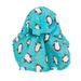 Zoocchini cape sunhat with penguin and fish print shown from the back on a white background.