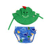 Zoocchini swim diaper set with green dinosaur hat and blue dinosaur print swim diaper shown flat.