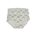 Zoocchini training underwear white with green alligator print shown flat on white background.