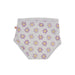Zoocchini training underwear with purple and yellow flower print shown flat on a white background.