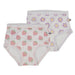 Zoocchini training underwear 2-pack with pink strawberry and purple flower prints shown flat