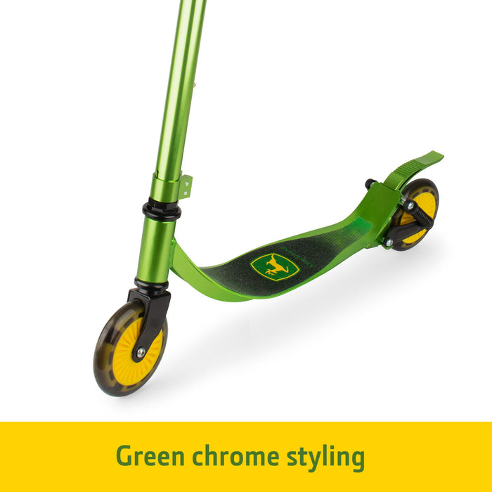 Tomy - John Deere Kids’ Kick Scooter – Lightweight Aluminum Scooter with Lighted Wheels & Adjustable Height – Ages 5+