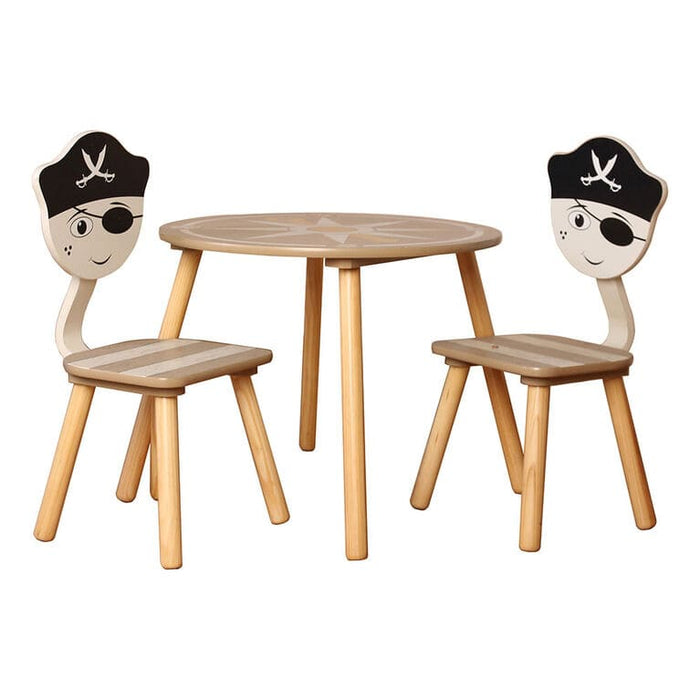 Table ronde en thème pirate avec 2 chaises en beige et naturel pour enfants de Danawares